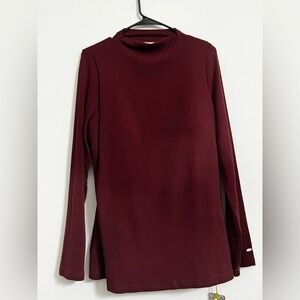 OGL Deep Burgundy Long Sleeve Top- built in bra